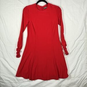 Woman's Lauren Ralph Lauren Red Long Sleeve Cocktail Party Classy Dress Size 2